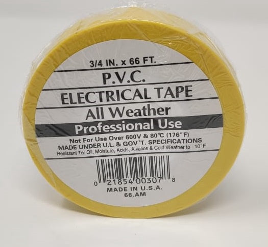 Insulation Tape PVC All Weather Yellow 3/4" 66FT