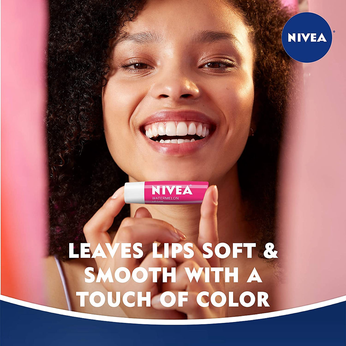 NIVEA Makeup Lip Balm Watermelon Lip Care Tinted Lip Balm for Beautiful, Soft Lips, 4 Count