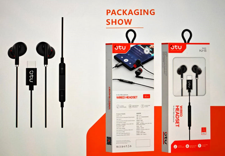 OTU Headphones & Mic HJ-13-C Wired Headset IN-EAR