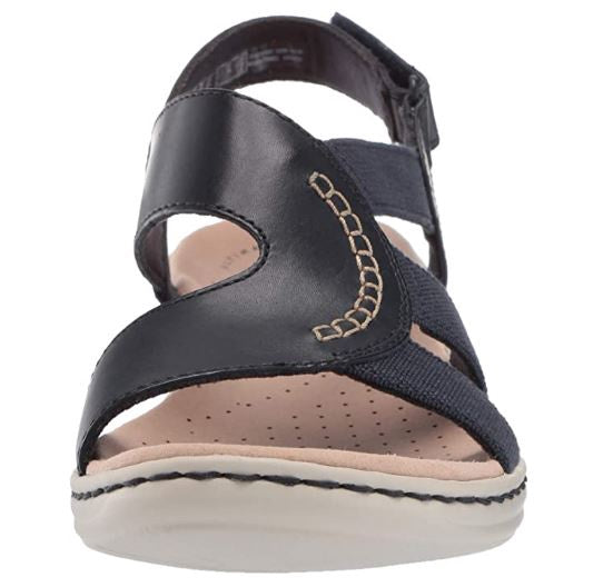 CLARKS Footwear Women's Leisa Joy Navy LEATHER/TEXTILE Combo