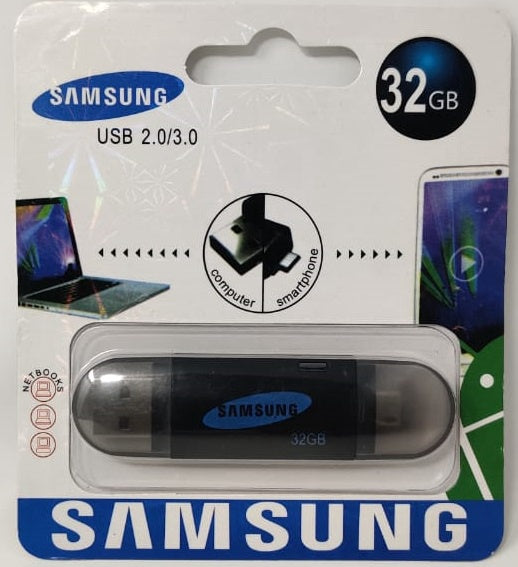 GENERIC Computer Flash Drive 32GB USB 2.0/3.0 USB & Micro USB Ports Black