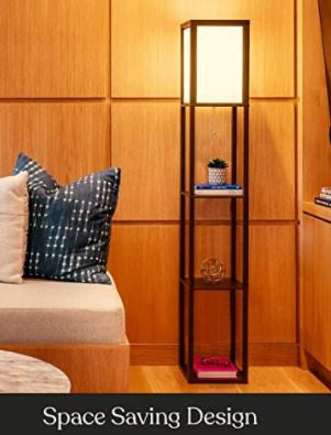 BRIGHTECH Floor Lamp Maxwell LED Shelf Havana Brown Modern Standing Light