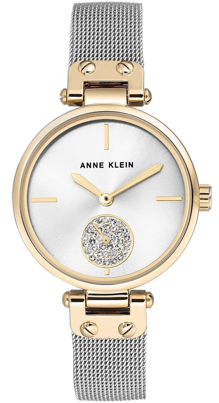 ANNE KLEIN Watch Women Crystal Accented Mesh Bracelet 3001GPBL / 3001SVTT