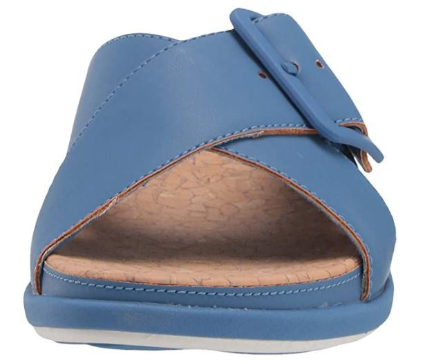 CLARKS Footwear Women's Step June Shell Sandal Blue Synthetic