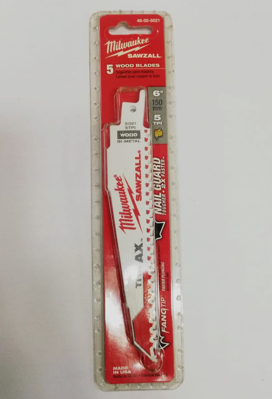 MILWAUKEE Blade Sawzall 6" 5PCS 48-00-5021 Wood