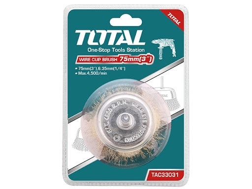 TOTAL Wire Brush Cup 3" TAC33031 with Shank
