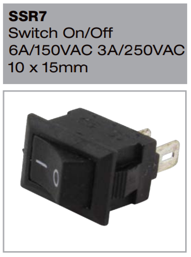 BLASTKING Switch B/K ISSR7 Mini ON/OFF 6A 2P