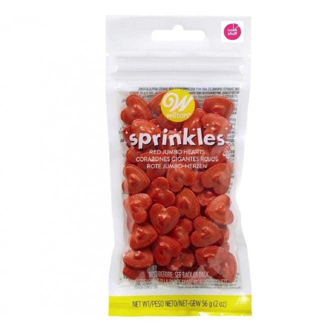 WILTON Baking Sprinkles Hearts Jumbo Red 03-3076 2OZ 56G