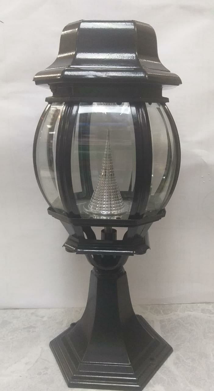 Light LED Post Solar Black Flat Top Fixture B