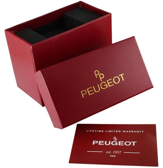 PEUGEOT Watch Women's 14K Gold Plated Round, with Roman Numerals, Calendar & Leather Band