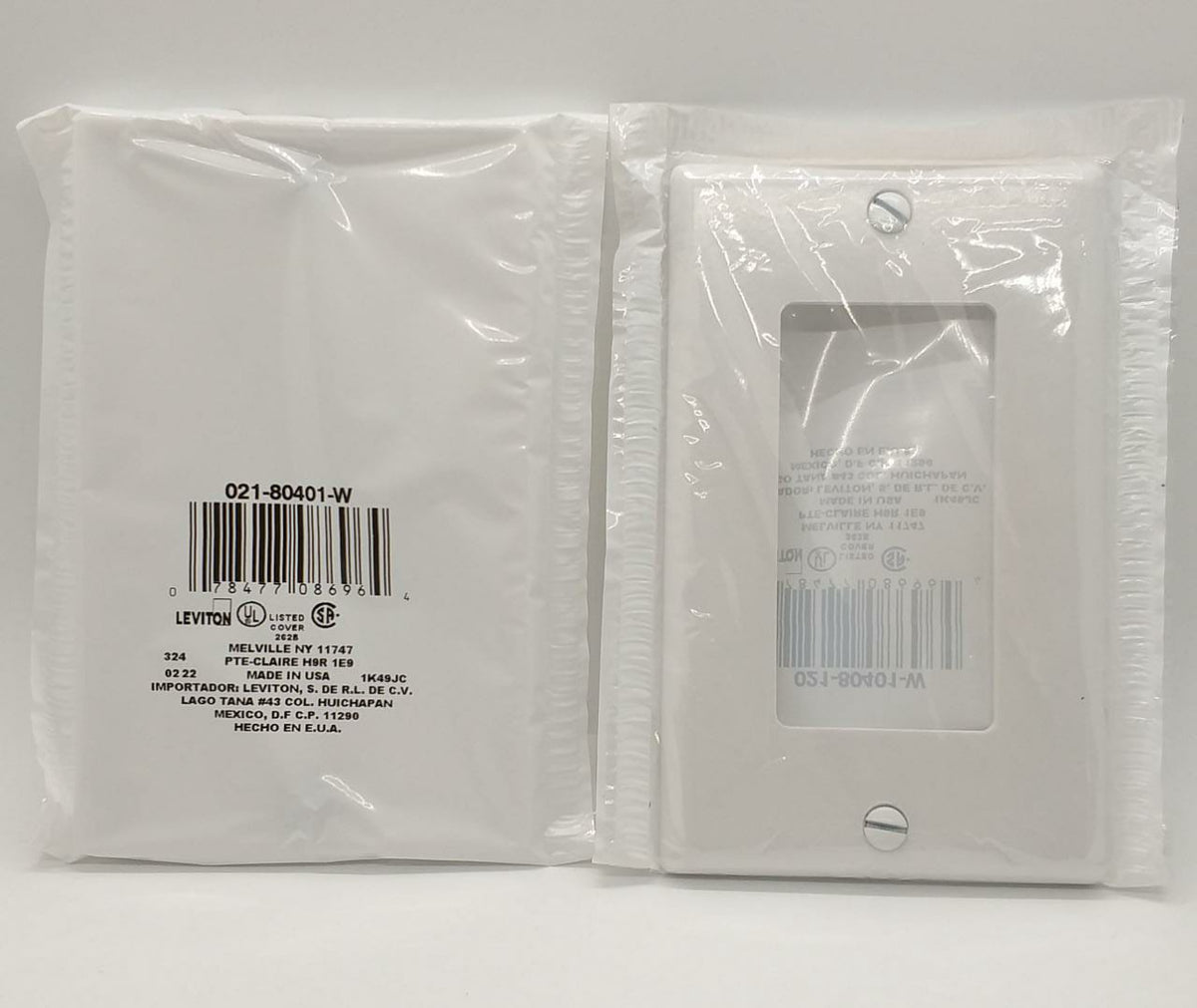 LEVITON Cover Decora Single 1 Gang White 122-80401