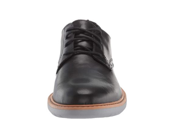 CLARKS Footwear Men's Draper Lace Oxford Black Leather with Grey Outsole
