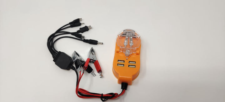 GENERIC Charger Universal 6/24V Clip on to 4 USB with Multi Tips 9IN1 Battery Clips