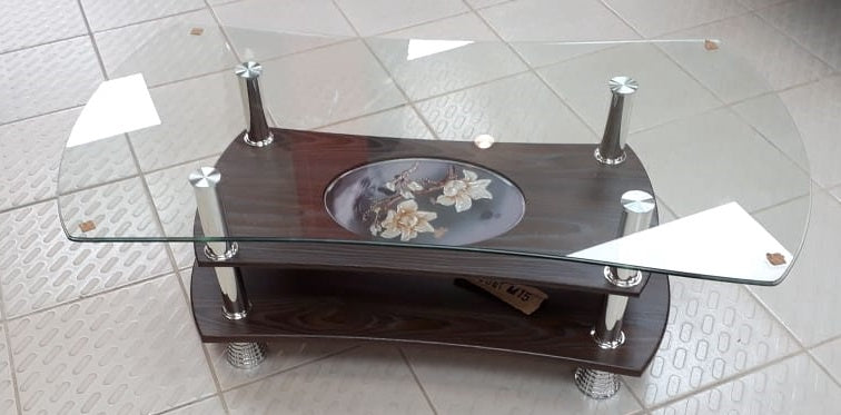 Glass Table M15 Brown Wood Flower
