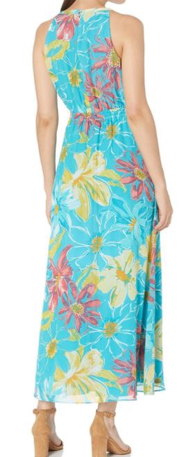 NINE WEST Dress Halter Neck Maxi Aqua