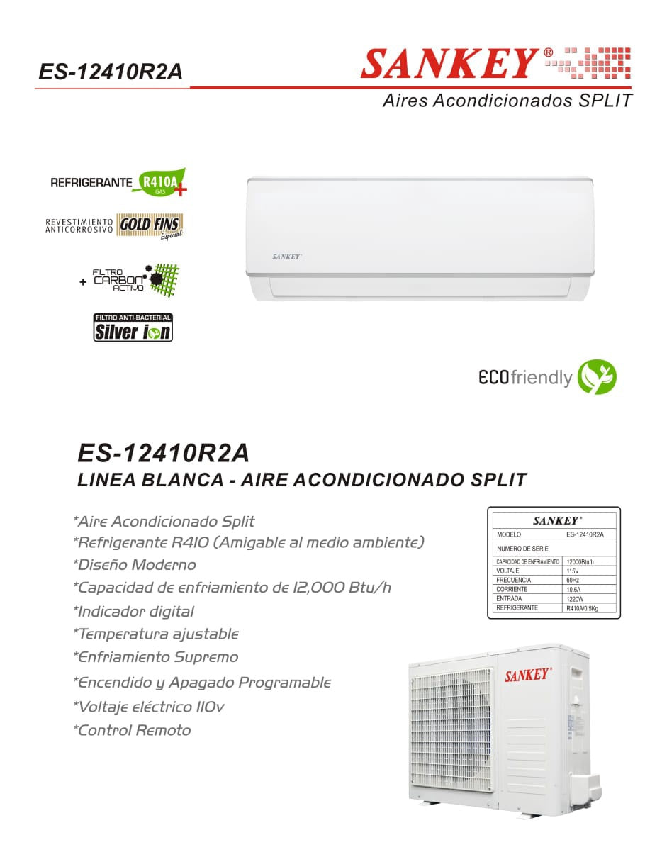 SANKEY Air Conditioner 12000BTU 110V Regular Split ES-12410R2A