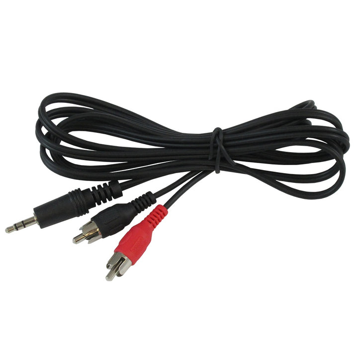 BLASTKING Lead 1 3.5 Male Stereo to 2 Rca Male 6' I-SC420Y-6G-BLK Silver Tip