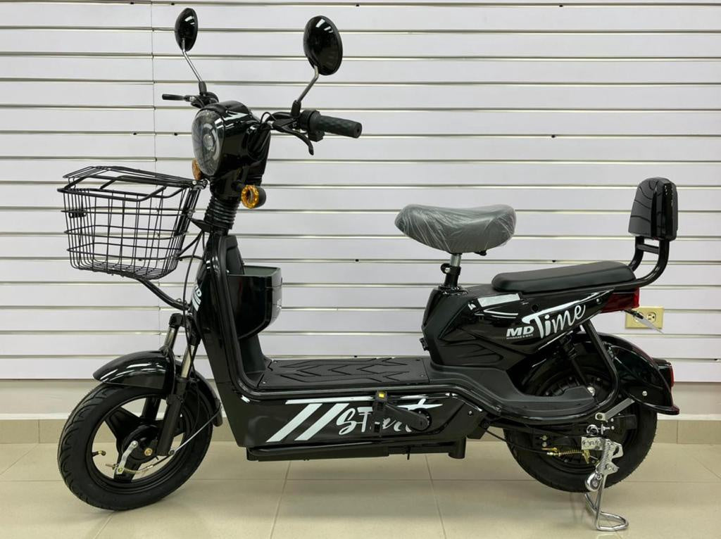 Electric Bike Md Time Start GE-BLACK with Mirrors, Turn Signals, Alarm and Charger Ebike