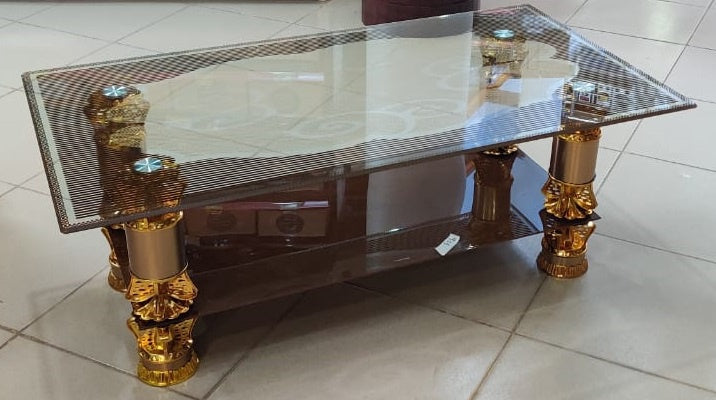 Glass Table Brown & Gold 908