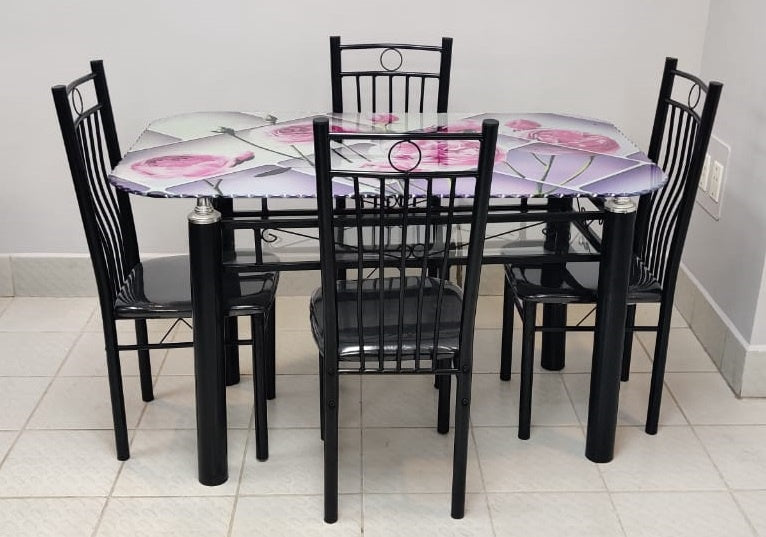 Glass Dining Table with 4 Chair Set H775