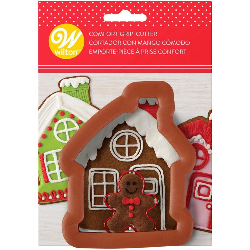 WILTON Baking Cookie Cutter Large Gingerbread House & Mini Man 2PCS COMFORT-GRIP 2310-602