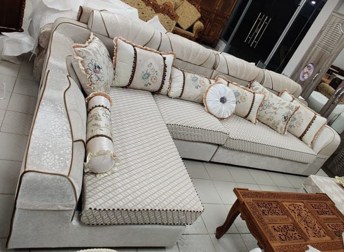 Sofa Set L Shape with Pillows 1803