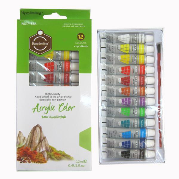 XINBOWEN Artist Paint Acrylic 12 Colours Pack Keep Smiling 7112A