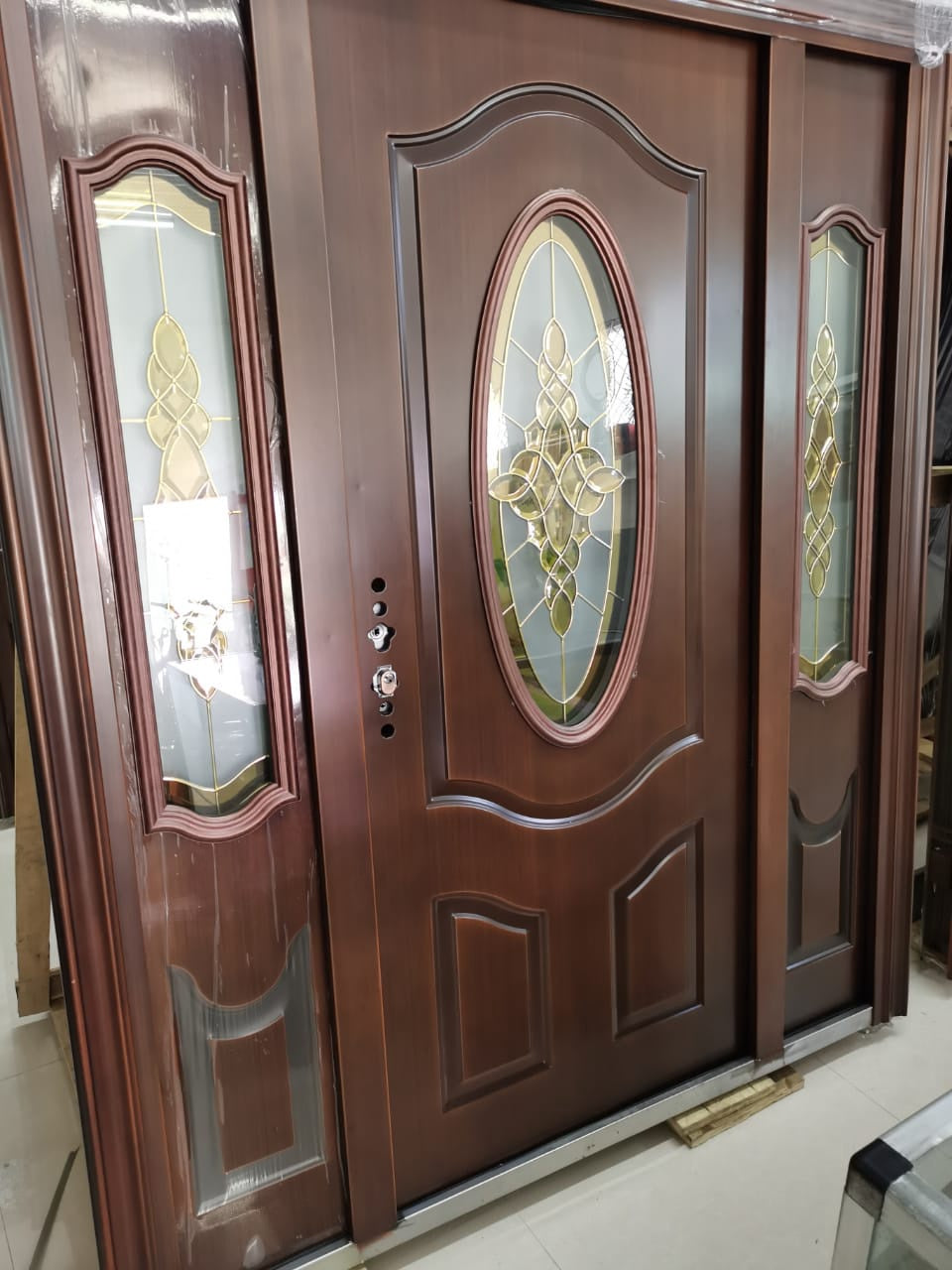 Door Metal Brass Glass with Double Side Panels 2050X1660X70MM