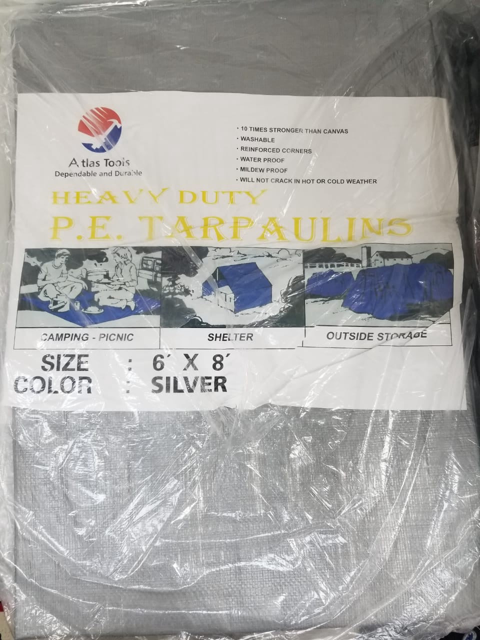 ATLAS Tarpaulin Silver 6'X 8'