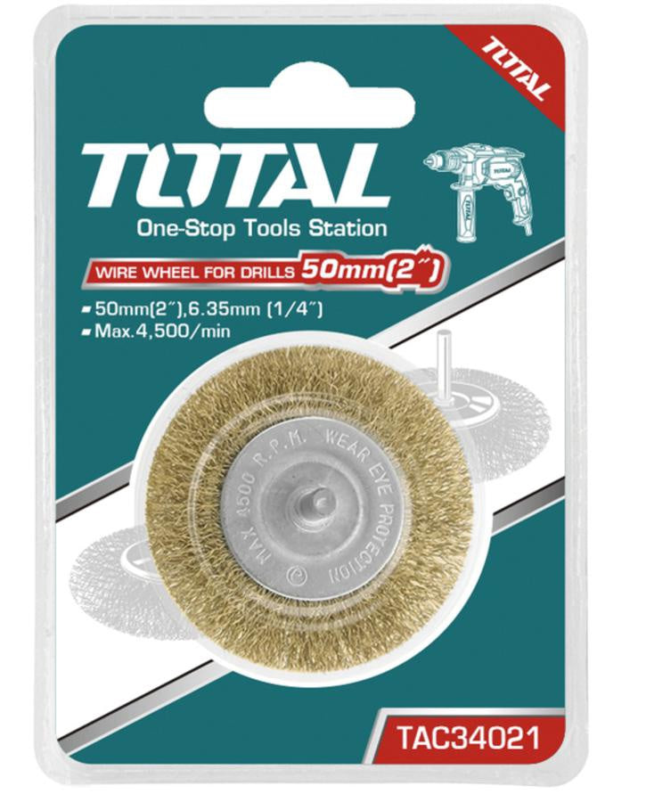 TOTAL Wire Brush Wheel 2" TAC34021 with Shank