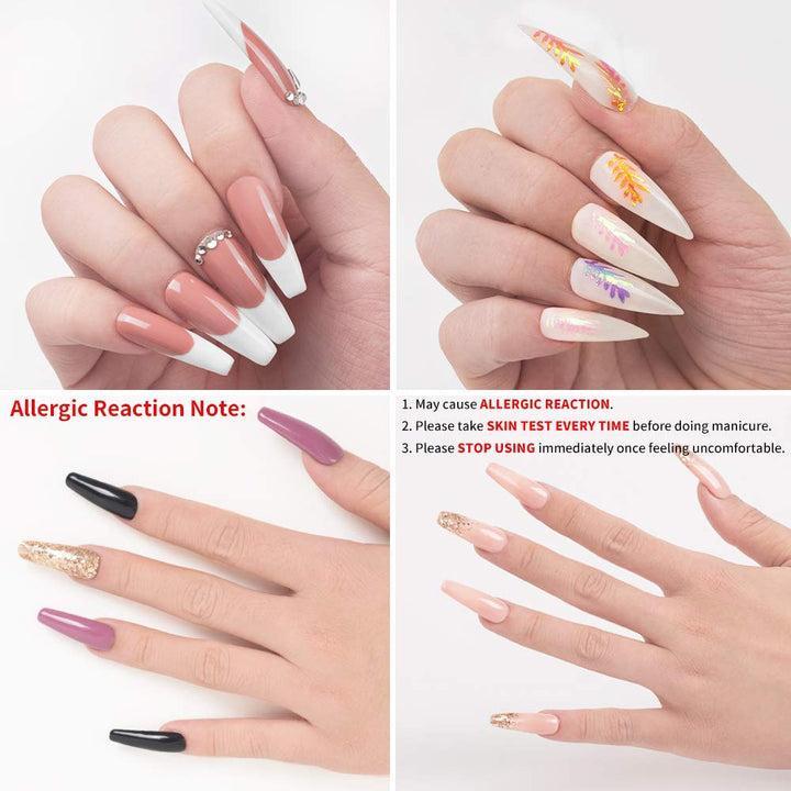 BEETLES Nails Poly Extension Gel Kit Nail Builder Gel Nail Enhancement Trial Kit Professional Nail Technician ALL-IN-ONE French Kit with Mini Nail Lamp for Nail Art Starter Kit