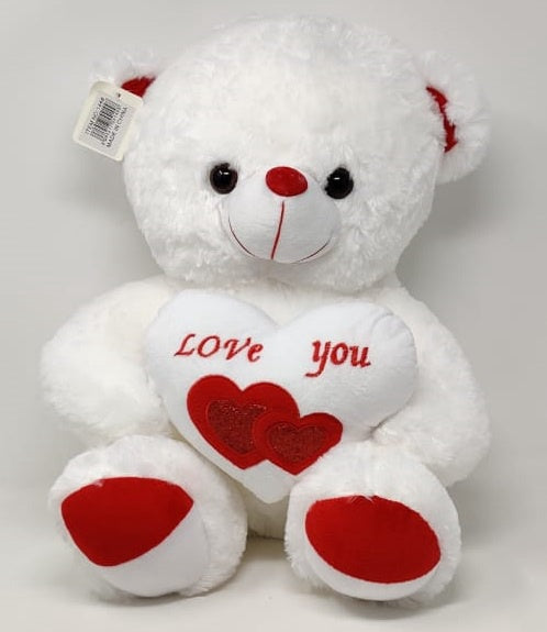Plush Teddy Bear 144 White with Heart