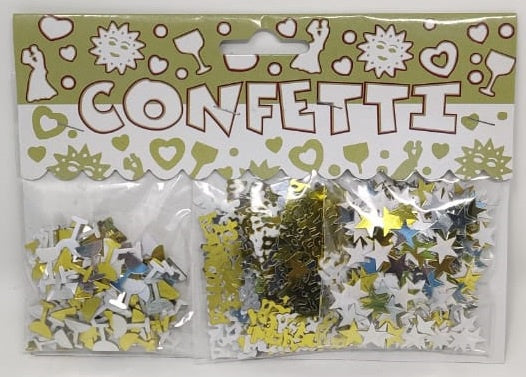 Party Confetti LP09 Gold, Silver & White Sold by Pack
