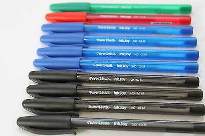 PAPER MATE Stationery Pen Inkjoy 100 Capped Ballpoint 1.0MM Medium Point Sold Each / Black / Blue / Black