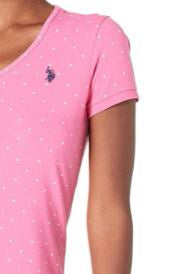 US POLO ASSN. Women T-SHIRT V-NECK Pink Dots