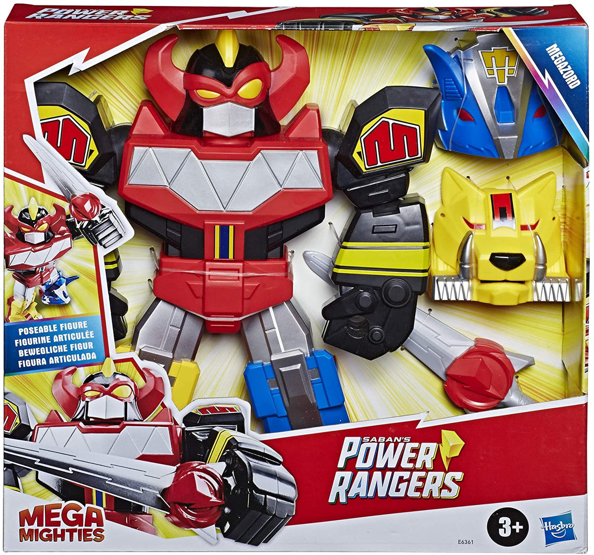 PLAYSKOOL Toy Power Rangers Heroes Mega Mighties Megazord Action Figure, 12 '' Mighty Morphin Toy for Kids Ages 3+