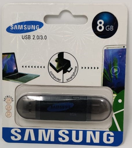 GENERIC Computer Flash Drive 8GB USB 2.0/3.0 USB & Micro USB Ports Black
