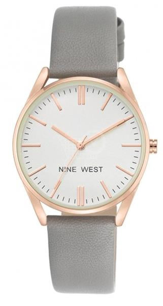 NINE WEST Watch Women Rose GOLD-TONE and Grey Strap