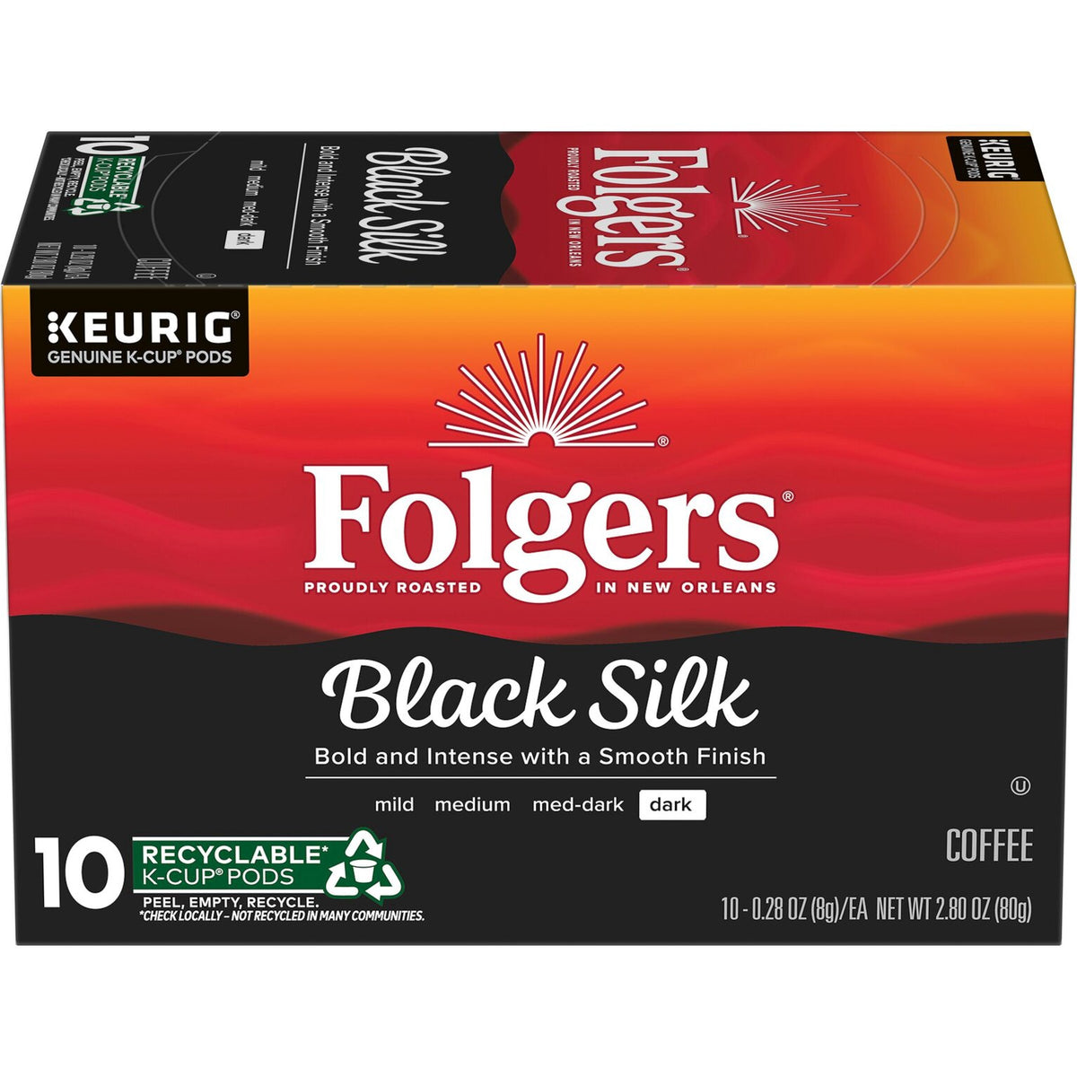 FOLGERS Coffee K-CUP Pods Keurig Black Silk 10COUNT