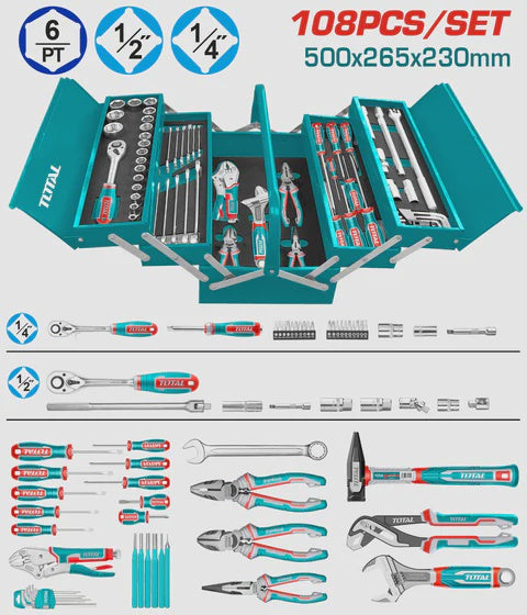TOTAL Tool Set Chest 108PCS THTCS121081