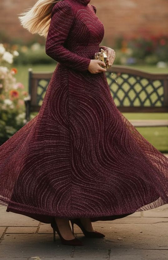 Dress Evening Occasion Burgandy / Blush