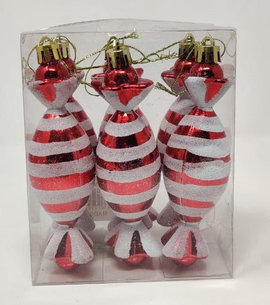 Christmas Decorations Candy LY300 6PCS Pack Red & White