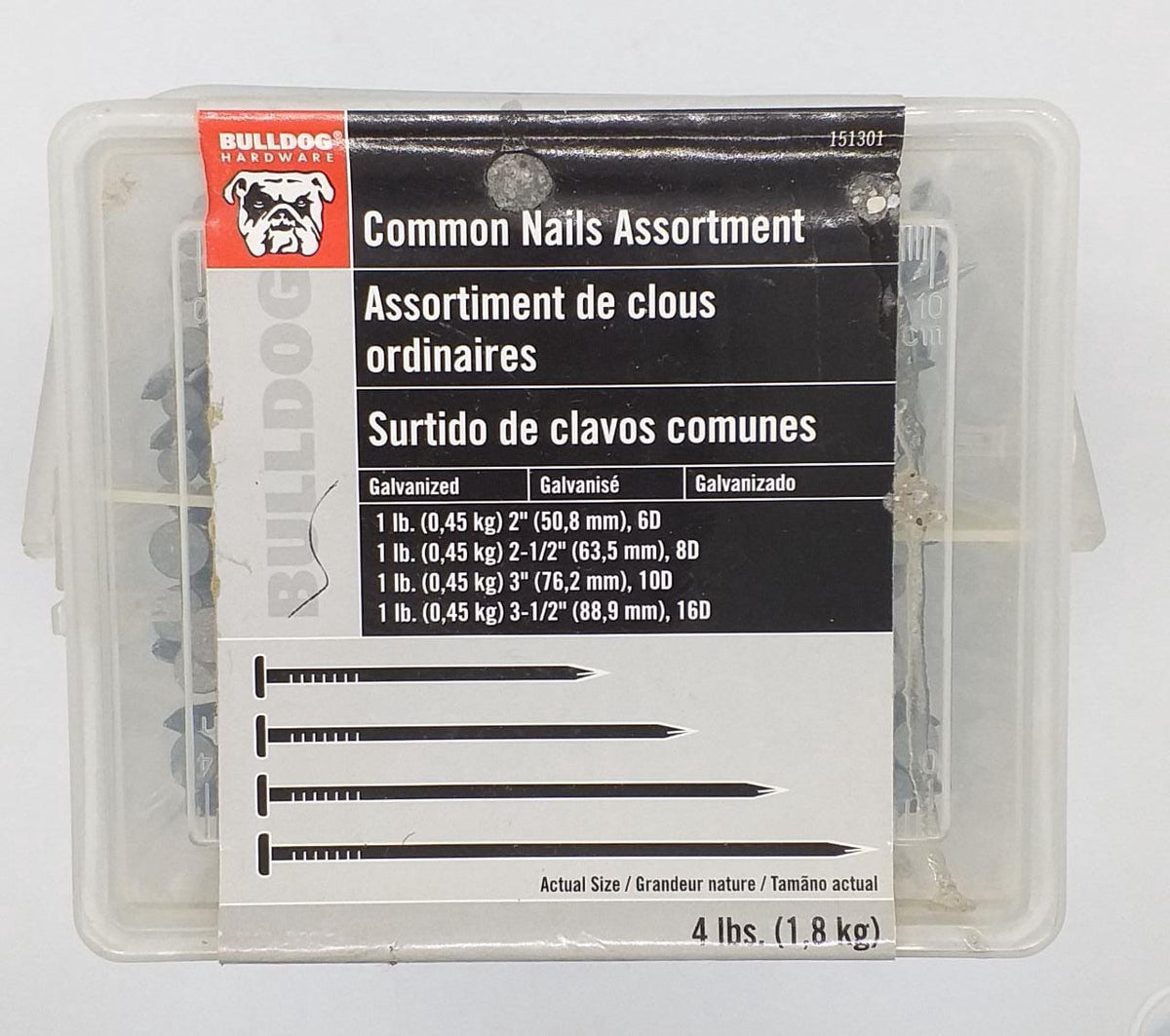 BULLDOG Nail Common Boat Galvanized 4LBS Pack #151301 Assortment