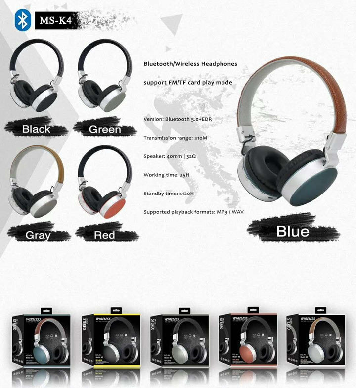 GENERIC Headphones MS-K4 Wireless Bass Bluetooth with Mic