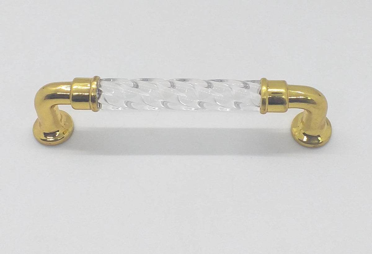 Draw Handle 8620 Acrylic Glass & Gold MB135 / Rounded