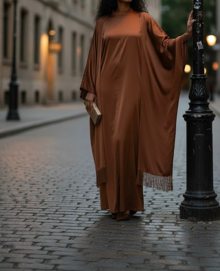 Gown Abaya Satin Rust