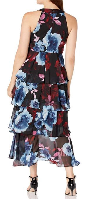 SLNY Dress Sleeveless Printed Maxi Dress Black Multi