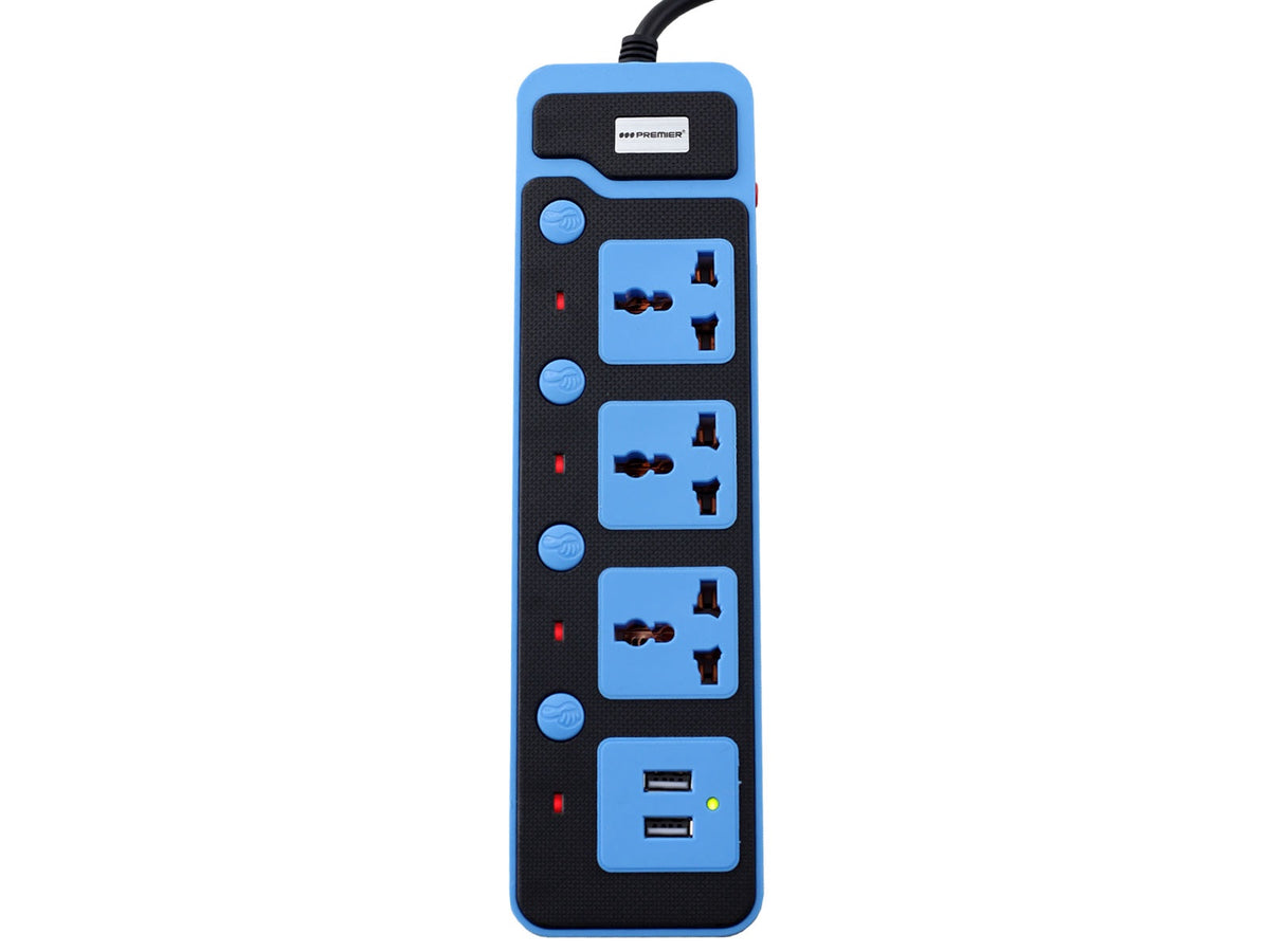 PREMIER Power Strip with USB 3 Outlet TC-7216USB Green / Blue