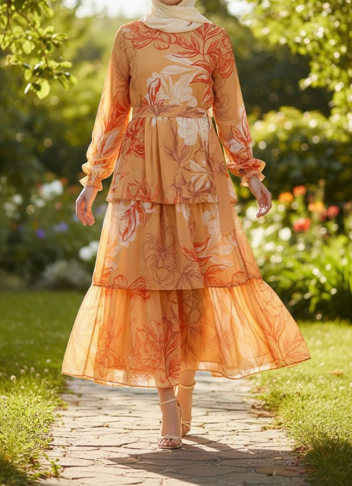 Dress Lined Floral Tier