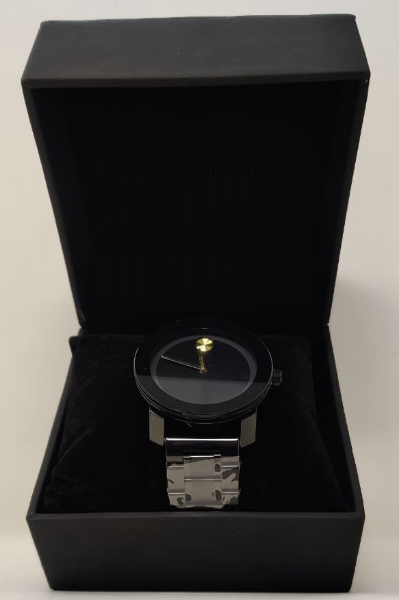 GENERIC Watch Fashion Men Black with Metal Strap Broad